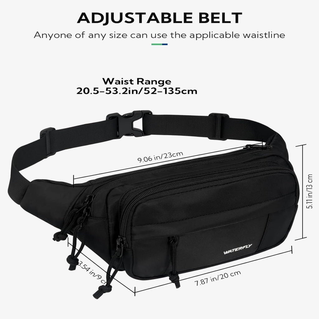 WATERFLY Unisex Large Capacity Walking Travel Nylon Fanny Pack Waist Bag,Yellow